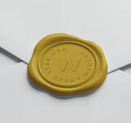 Free wax seal logo mockup on envelope with embossed effect