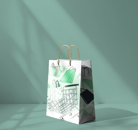 Free shopping bag mockup with studio window shadows