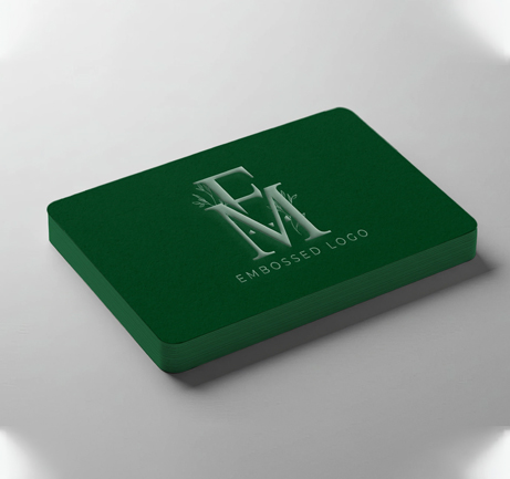 Free embossed logo mockup on stacked paper cards