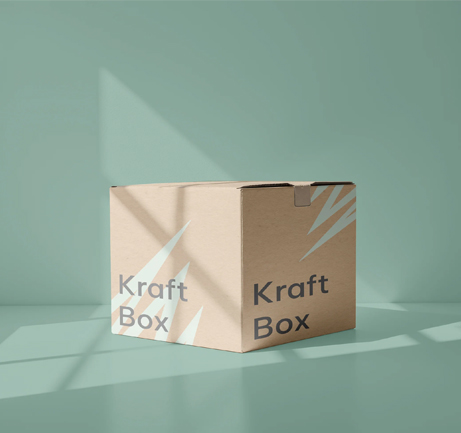 Free cardboard box mockup with kraft texture and window shadows
